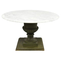 Italian Classical Cast Iron Urn Planter Pedestal Base Round Marble Dining Table