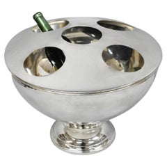 Vintage Modern Pedestal Base Silver Plated 5 Bottle Champagne Chiller Ice Bucket