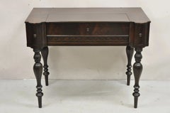 Antique Victorian Mahogany Spinet Piano Style Flip Top Secretary Writing Desk