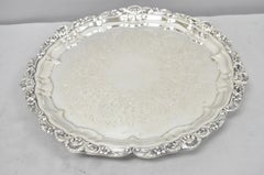 Vintage Poole Silver 3209 Victorian 12" Round Silver Plated Salver Platter Tray