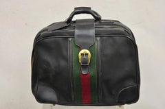 Vintage Gucci Black Canvas & Leather Suitcase Luggage Travel Bag Set - 2 Pcs