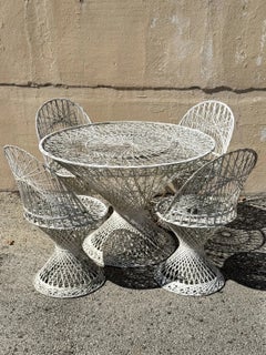 Vintage Russell Woodard Mid Century Modern Spun Fiberglass Patio Dining Set 5 Pc