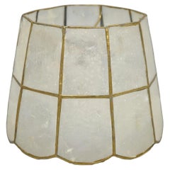 Vintage Italian Hollywood Regency Capiz Shell Gold 7.25 Round Clip On Lamp Shade