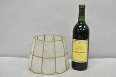 Vintage Italian Hollywood Regency Capiz Shell Gold 7.25 Round Clip On Lamp Shade