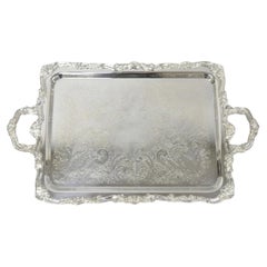 Vintage Sheridan Victorian Silver Plated Footed Butlers Serving Platter Bar Tray