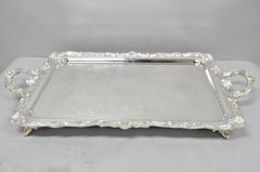 Vintage Sheridan Victorian Silver Plated Footed Butlers Serving Platter Bar Tray