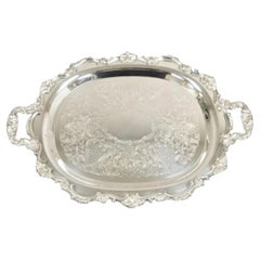 Vintage Bristol Poole 145 Silver Plated Victorian Oval Serving Platter Bar Tray