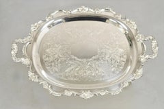 Vintage Bristol Poole 145 Silver Plated Victorian Oval Serving Platter Bar Tray