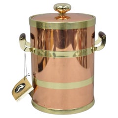 Seau à glace de bar vintage Kraftware NYC, style « Mid-Century Modern », avec couvercle, en cuivre et laiton