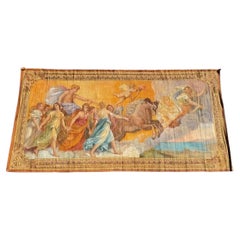 19th C. French Toile Peinte Hand Painted 112" Tapestry after Reni "The Aurora"