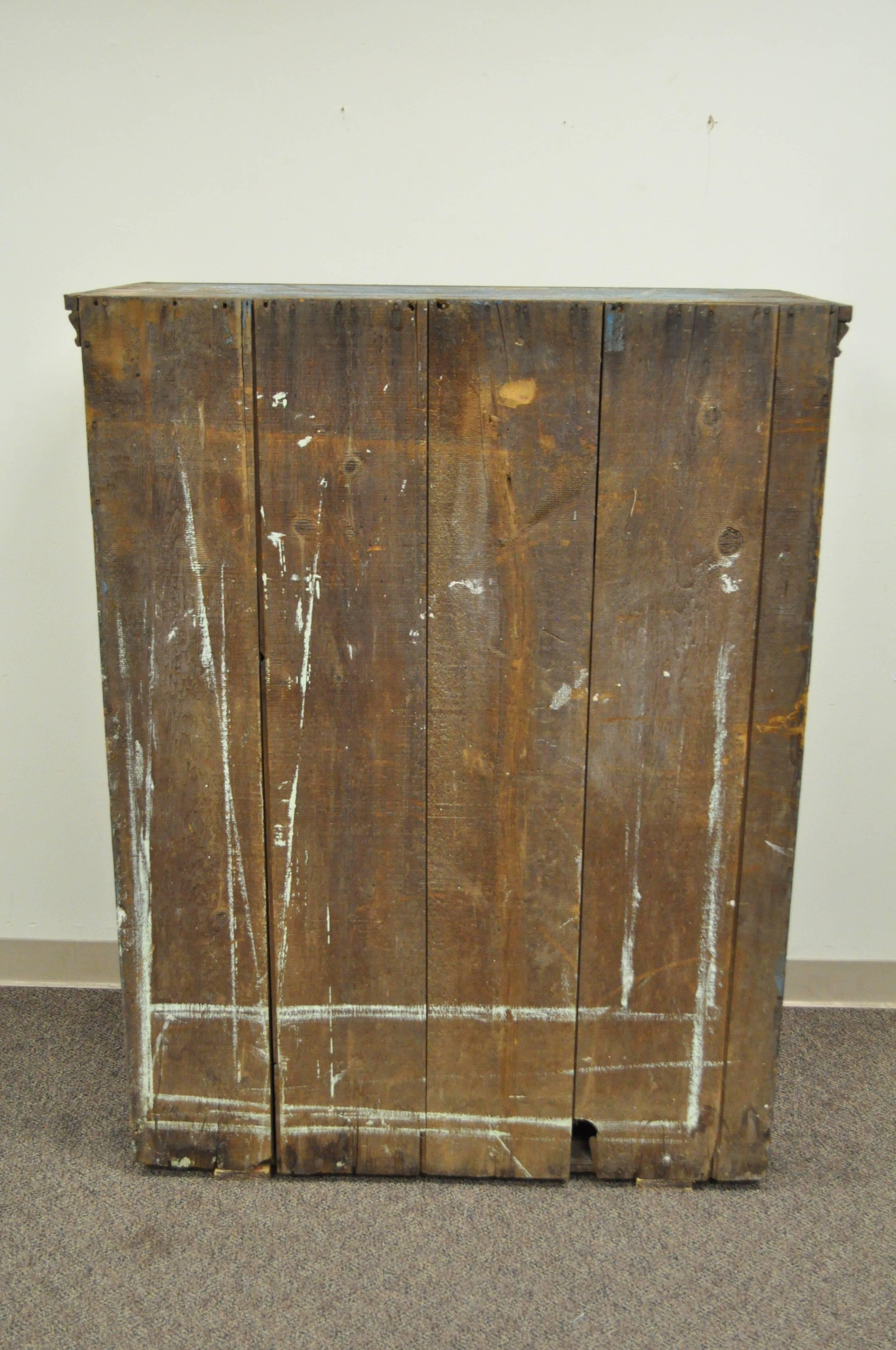 Antique Blue Distress Painted PA Rustic Primitive Jelly Cupboard Pantry Cabinet For Sale 2