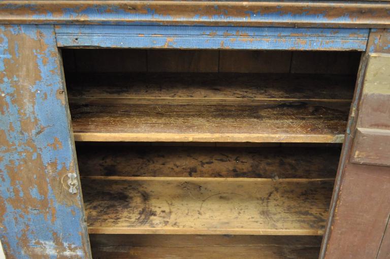 Antique Blue Distress Painted Pa Rustic Primitive Jelly Cupboard
