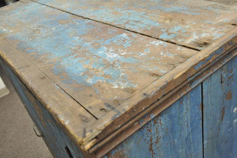 Antique Blue Distress Painted Pa Rustic Primitive Jelly Cupboard