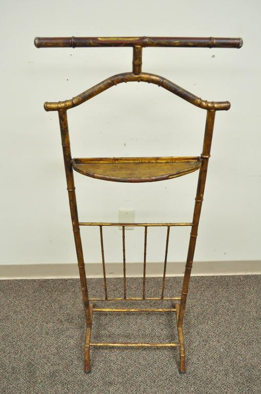 Italian Hollywood Regency Gold Gilt Faux Bamboo Tole Metal Clothing