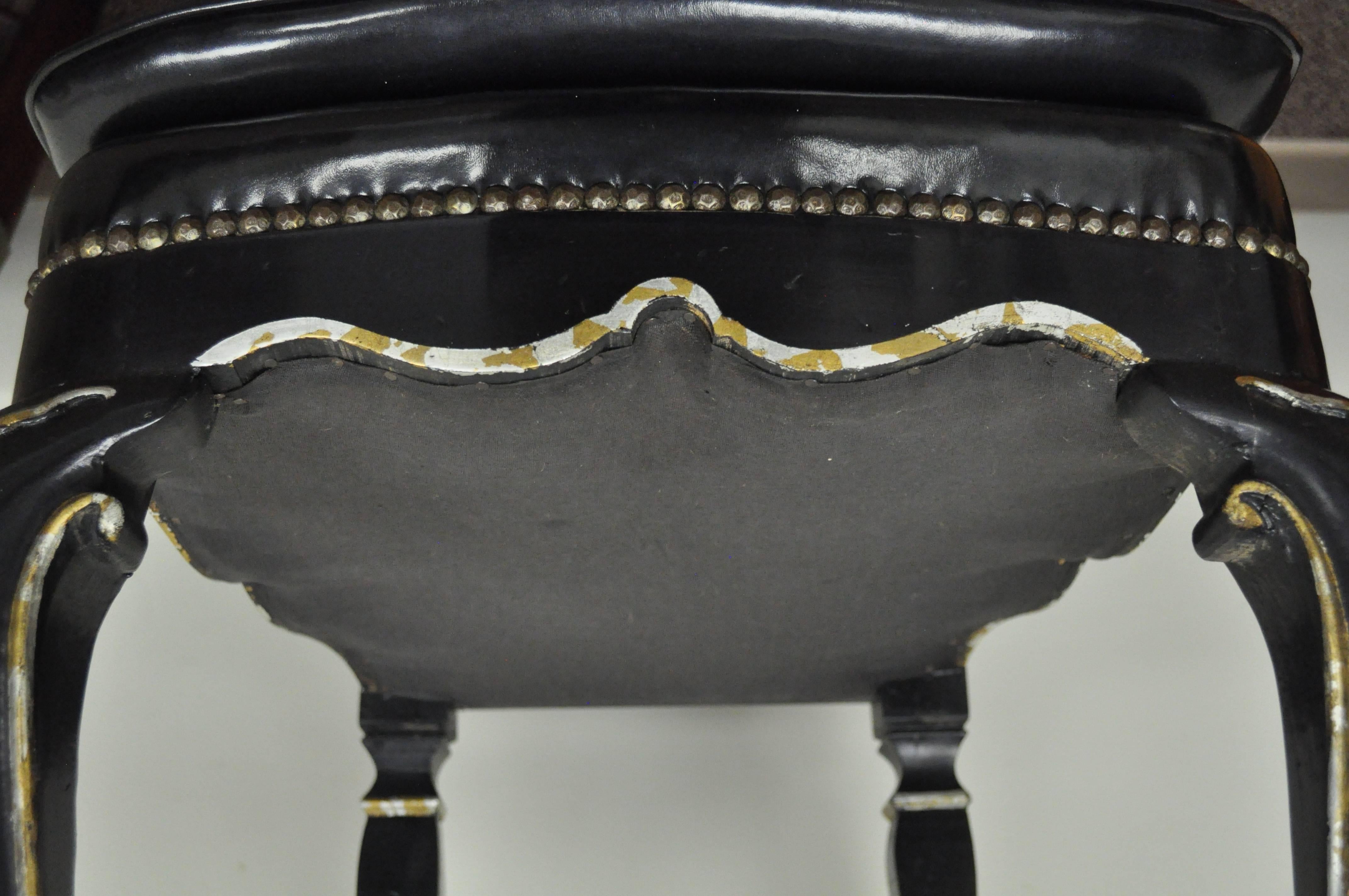 Ebonized Black Lacquer Swedish Rococo Style Empire Wingback Accent Side Chair In Good Condition In Philadelphia, PA