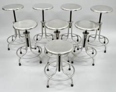 Vintage Stainless Steel American Industrial Modern Steampunk Adjustable Stools