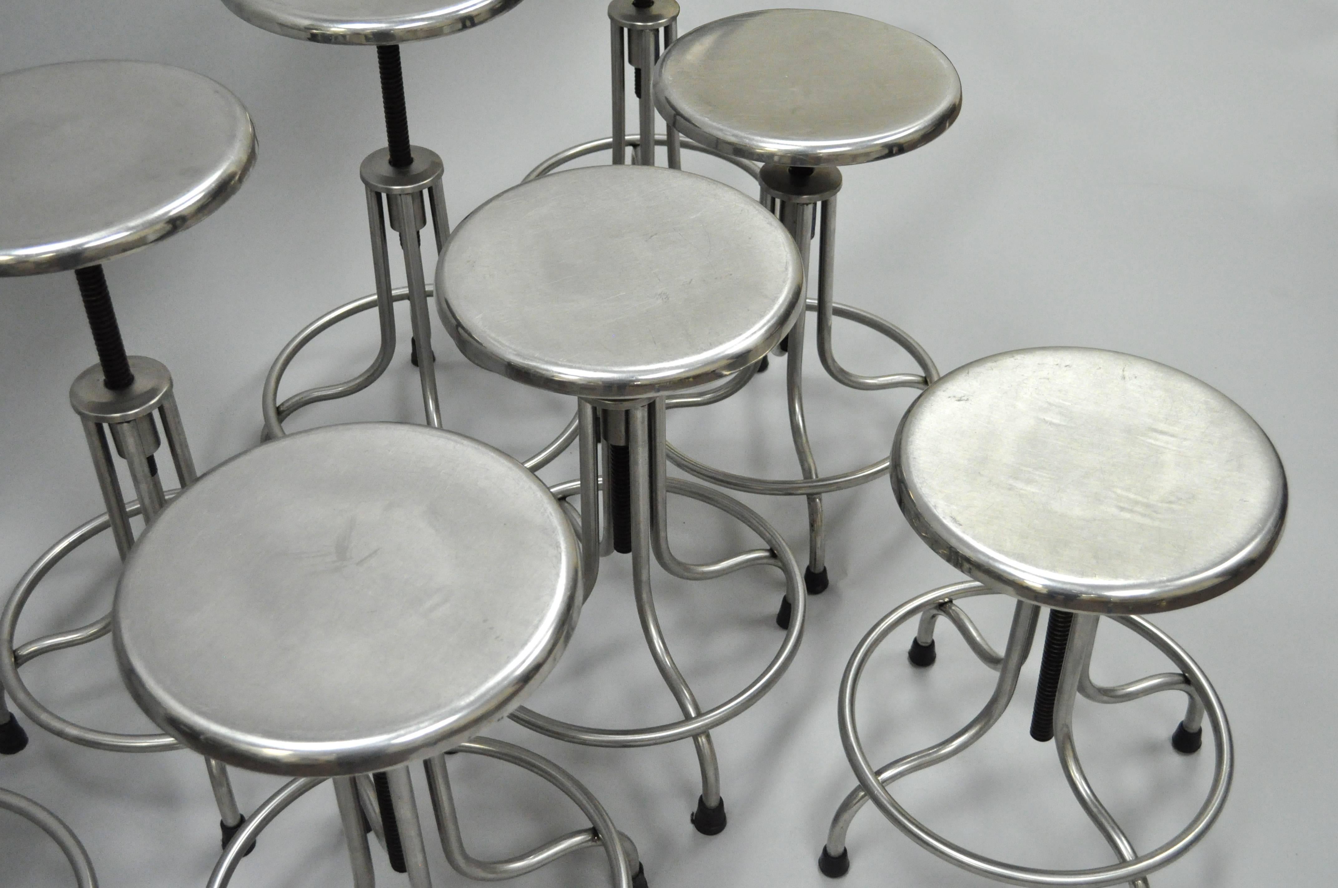 Late 20th Century Vintage Stainless Steel American Industrial Modern Steampunk Adjustable Stools For Sale