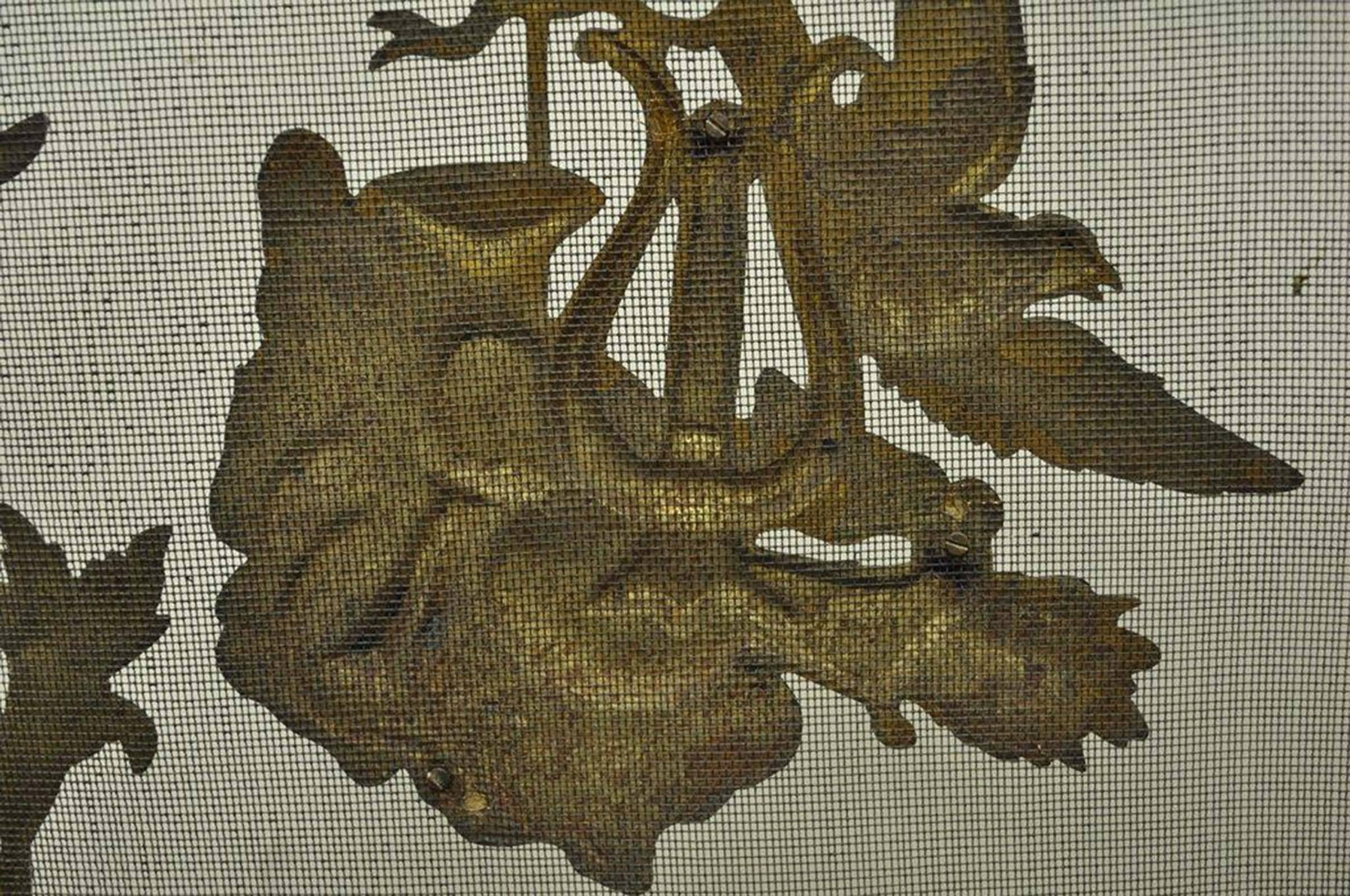 Antique French Rococo Louis XV Style Cast Bronze Birds Fireplace Fire Screen 5