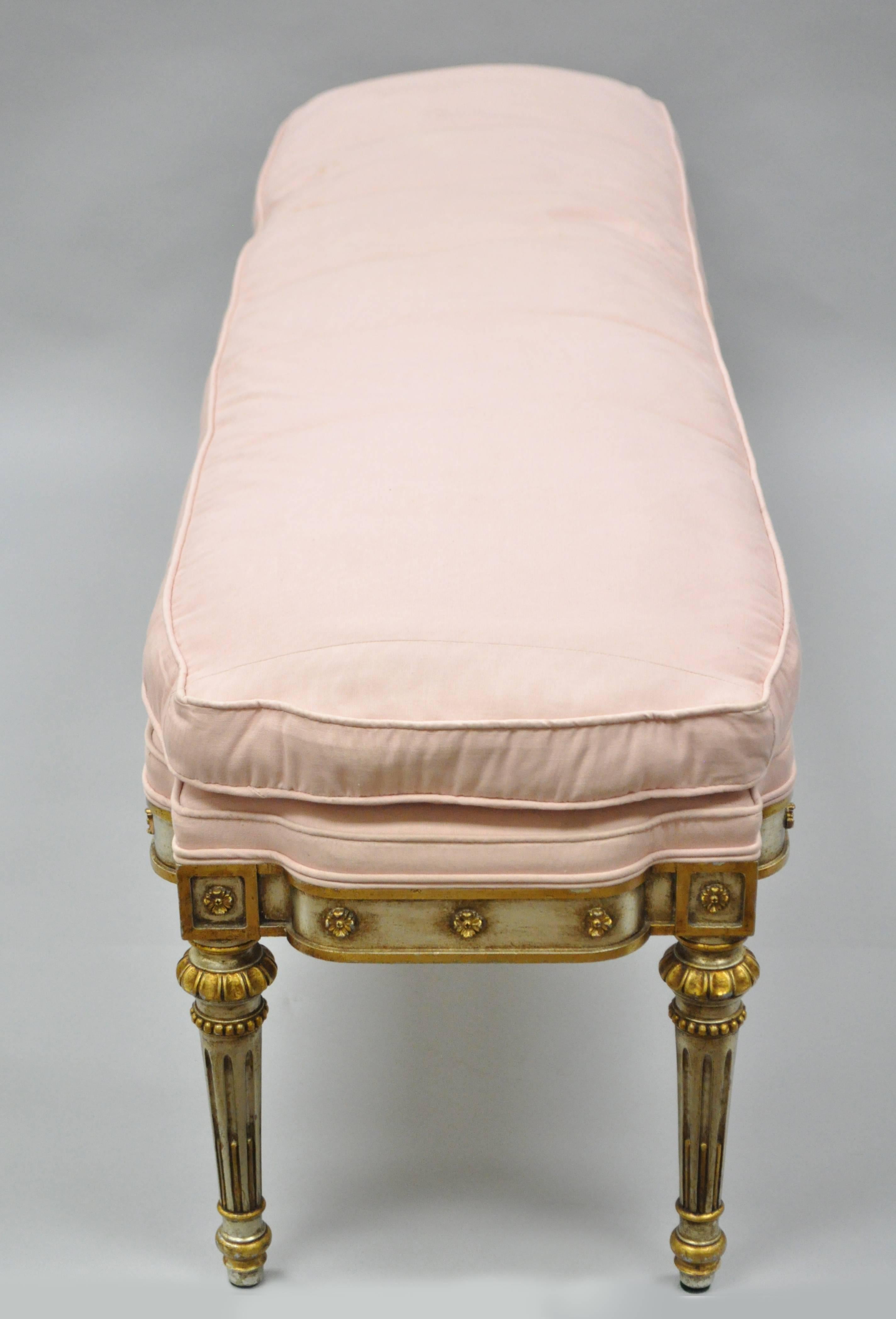 Long French Louis XVI or Directoire Style Giltwood Bench Attr. to Maitland Smith 3