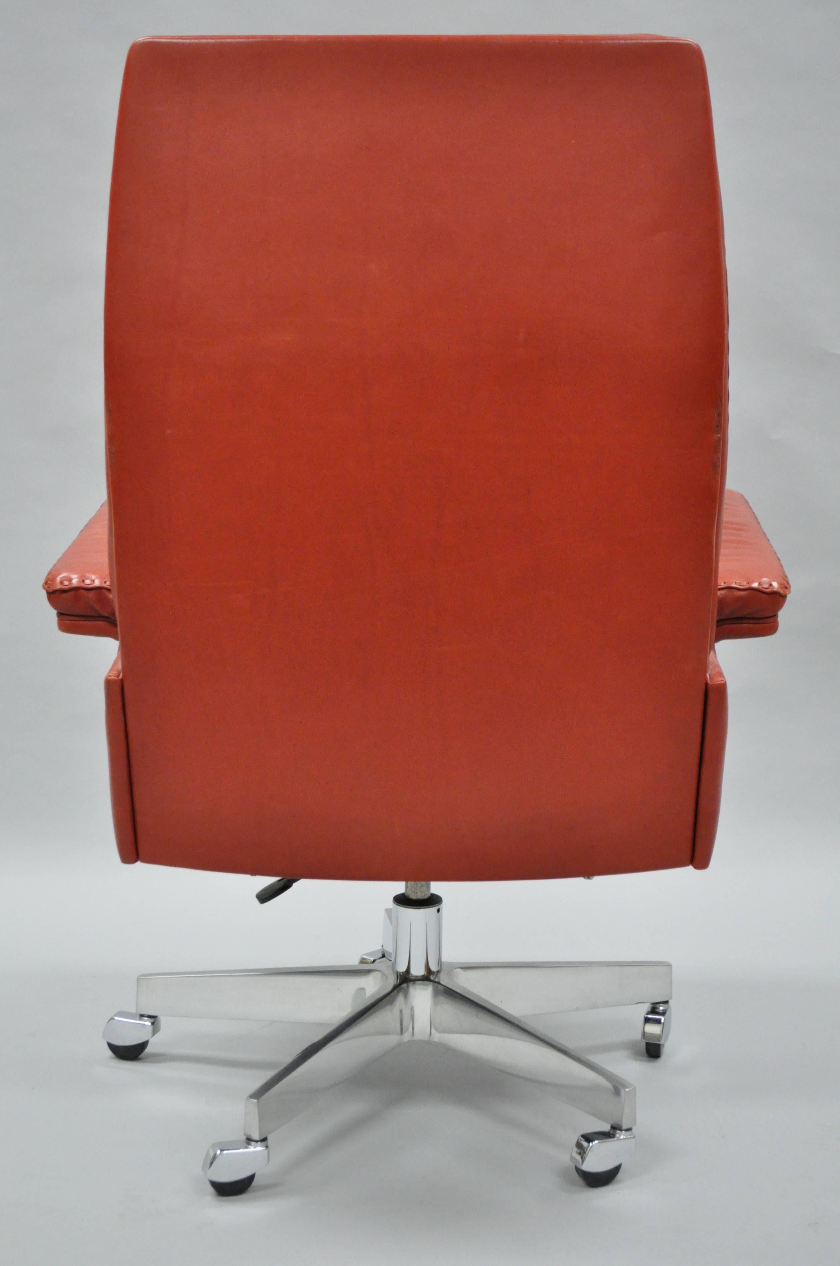 De Sede DS 35 Red Leather & Chrome Caster Executive Swivel Office Desk Chair 2