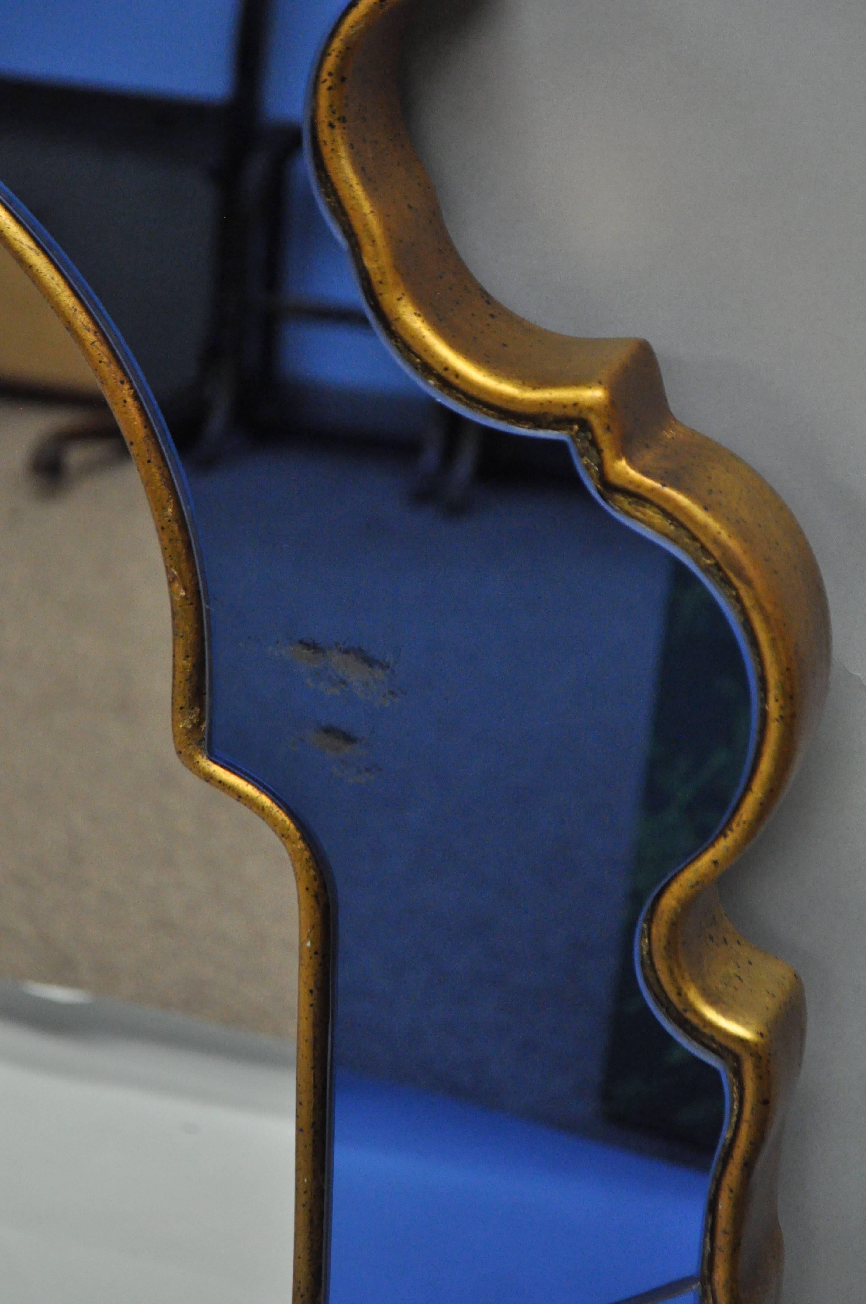 Hollywood Regency Pair of Bunny Williams for Mirror Image Home Sapphire Blue and Gold Wall Mirrors