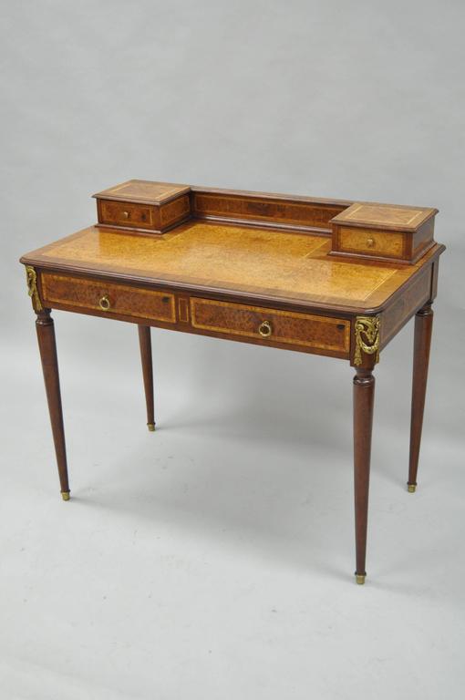 French Louis Xvi Style Inlaid And Bronze Ormolu Ladies Writing
