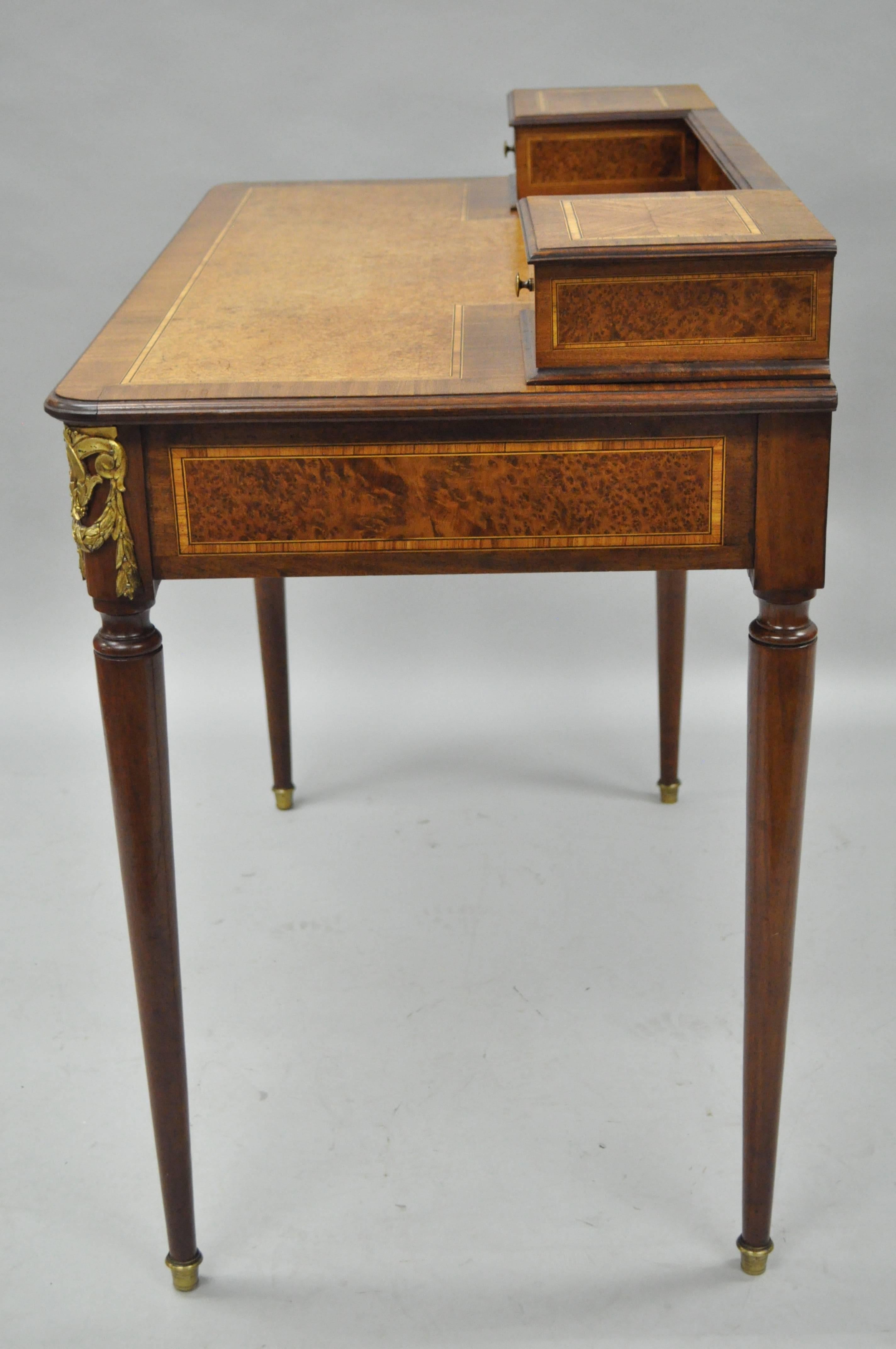 French Louis XVI Style Inlaid and Bronze Ormolu Ladies Writing Desk 1