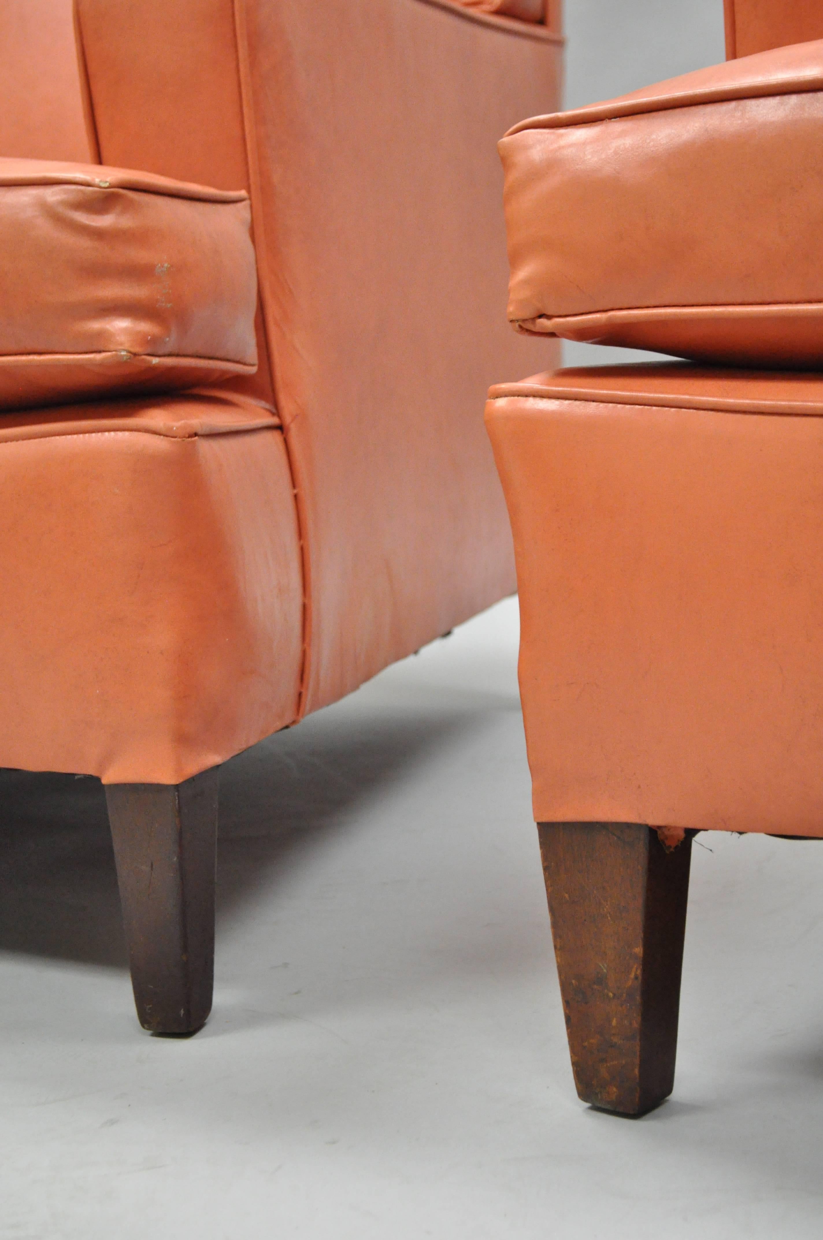 Mid-20th Century Pair of Vintage Curved Front Mid-Century Modern Club Chairs after Harvey Probber