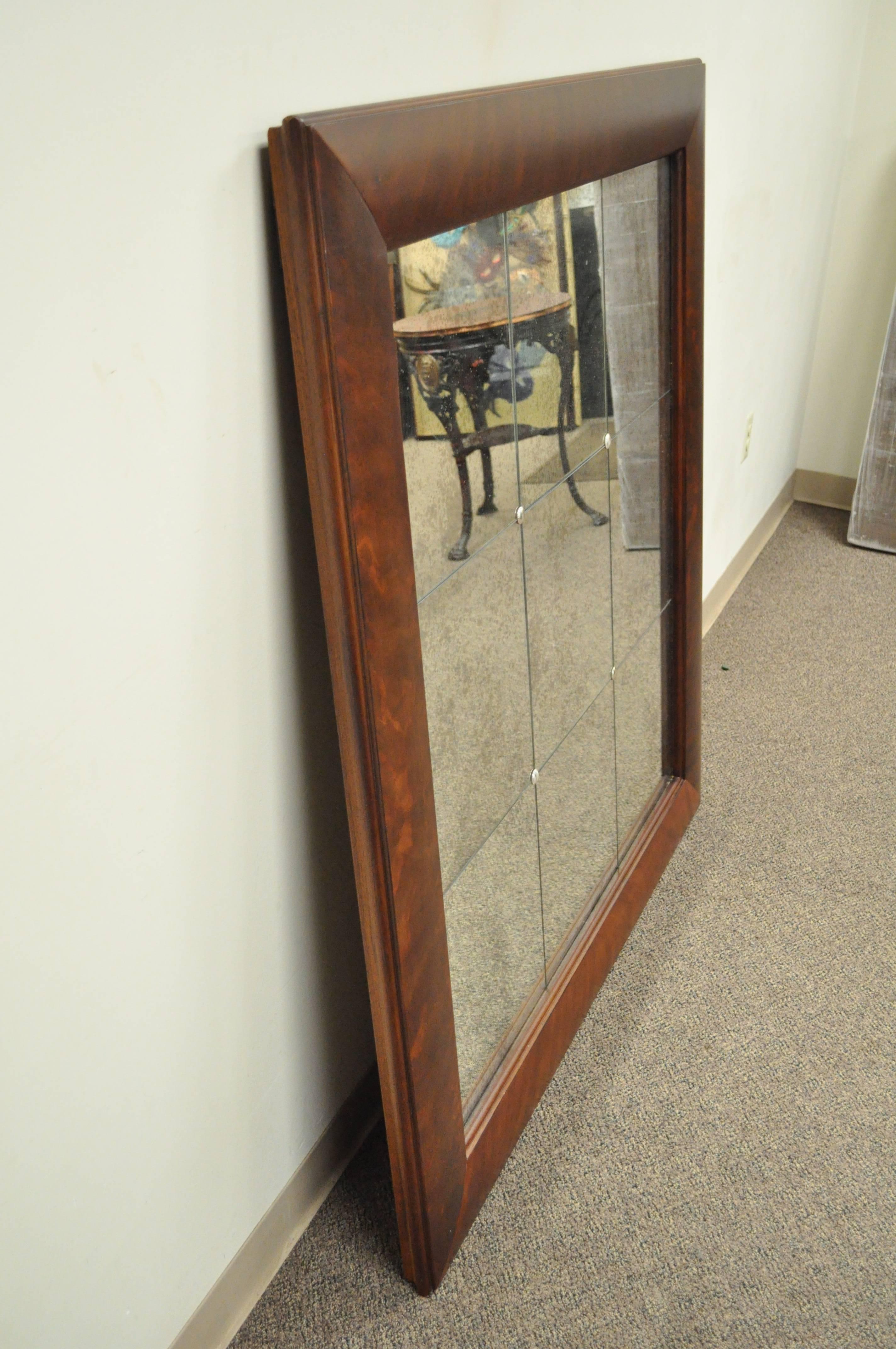 Polo Ralph Lauren home crotch mahogany antiqued glass Venetian style mirror. Original owner said retail was over $6,000. (Serial # 39209 03937). Item features solid mahogany wood frame with beautiful wood grain and rounded edges, 