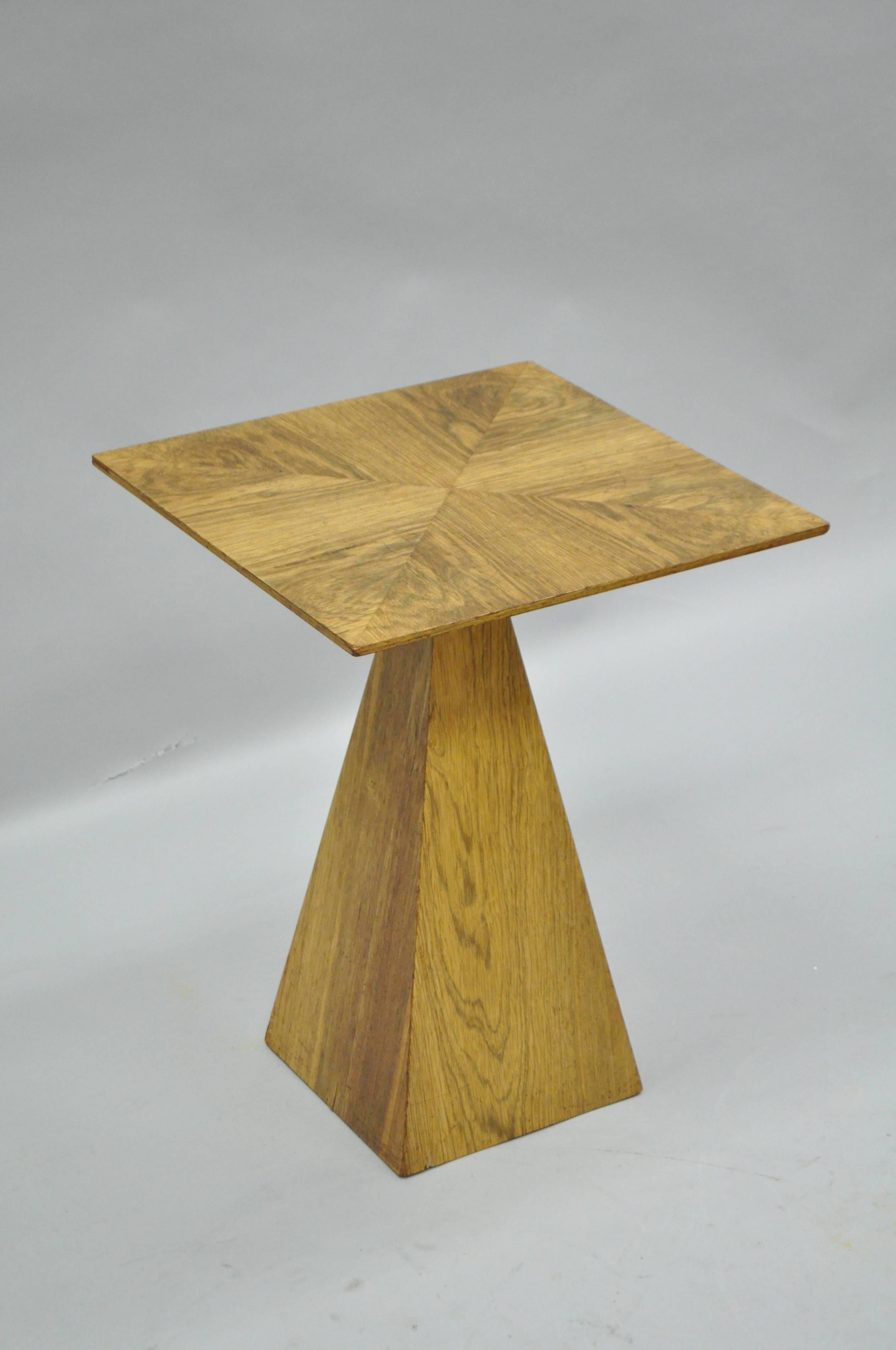 Vintage Harvey Probber Mid-Century Modern wenge wood pyramid end table. Item features a sculptural pyramid form, beautiful wood grain, clean modernist lines. Unmarked.