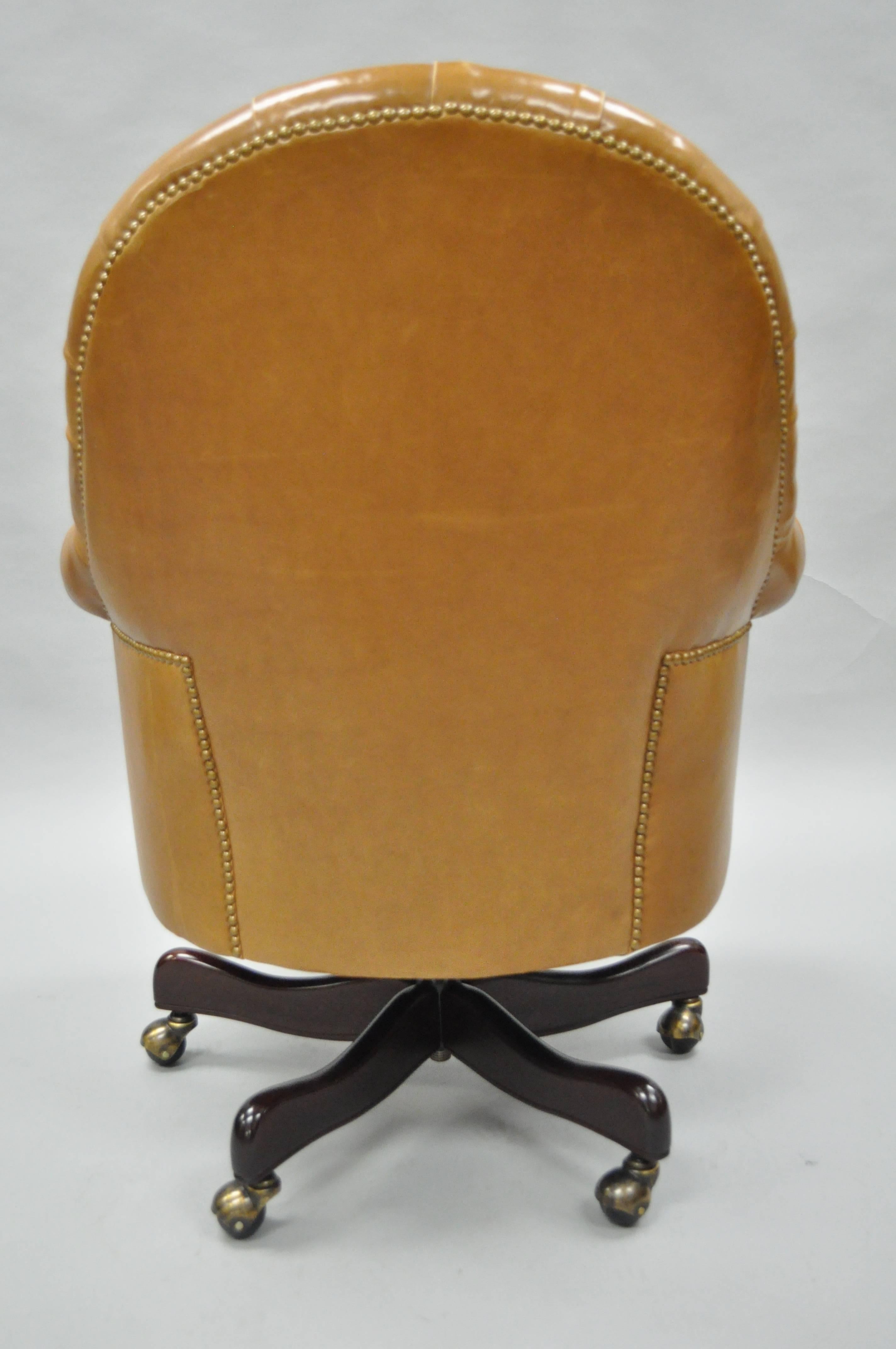 20th Century 20th C. Cabot Wrenn Tan Leather English Chesterfield Executive Office Desk Chair