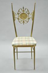 Vintage Italian Brass Chiavari Accent Side Chair Victorian Leda and Swan Back