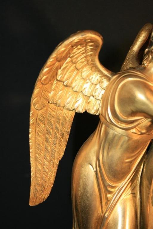 19th Century French Empire Gilt Dore Bronze Figural Amour & Psyche Mantel Clock For Sale 2