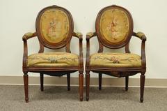 Pair of 19th Century French Louis XVI Style Walnut Armchairs