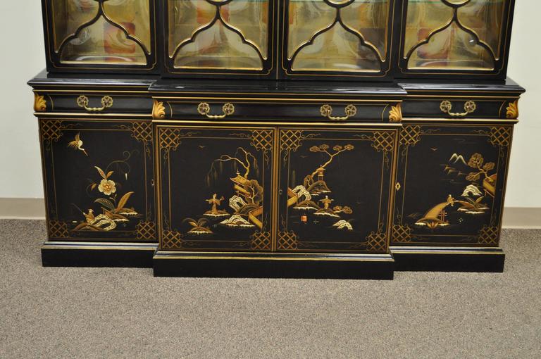Karges Oriental Bubble Glass China Cabinet Breakfront Secretary