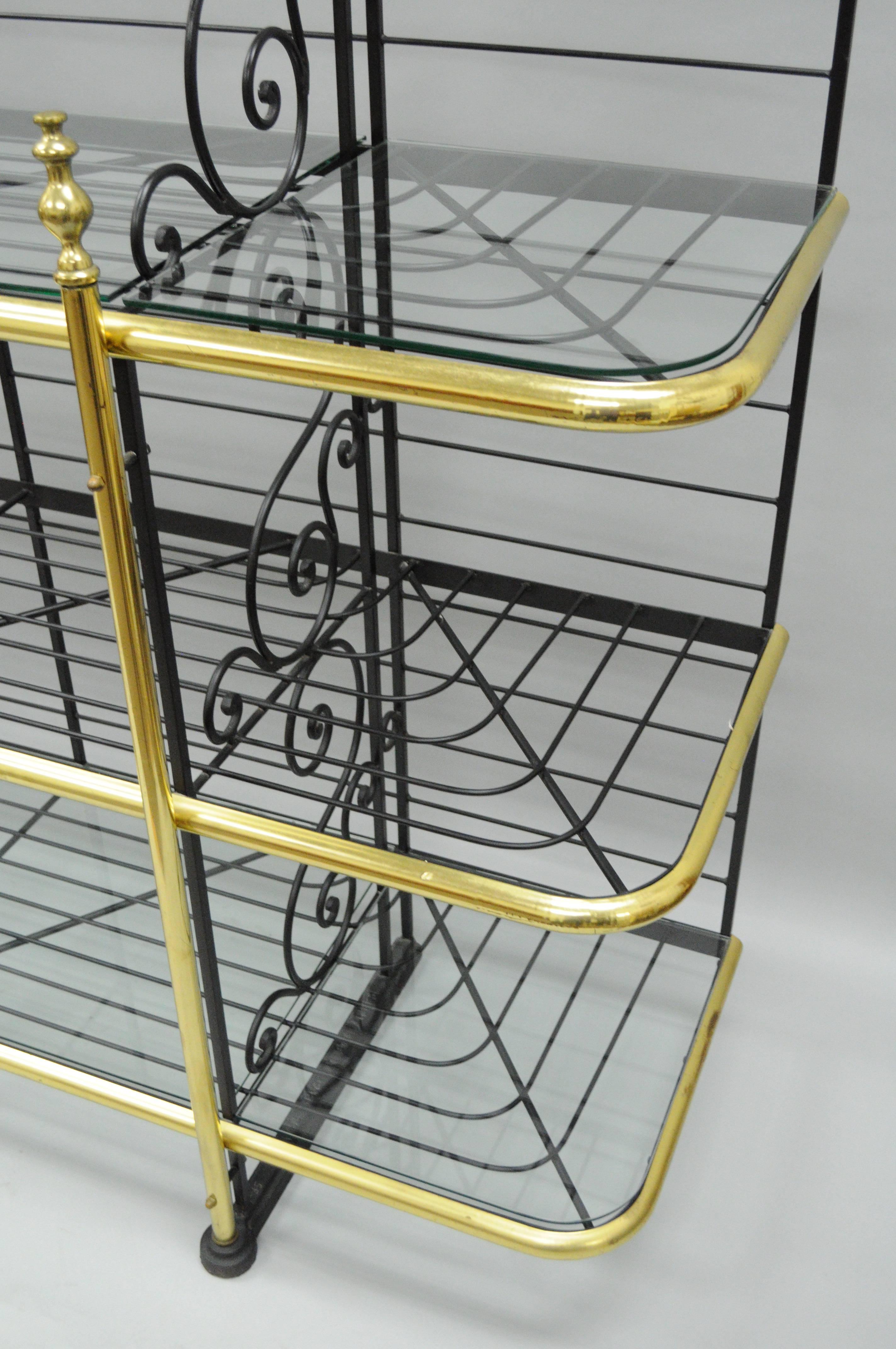 Large French Bakers Rack Wrought Iron and Brass Vintage by Perfit Fils Ltd Paris In Good Condition In Philadelphia, PA