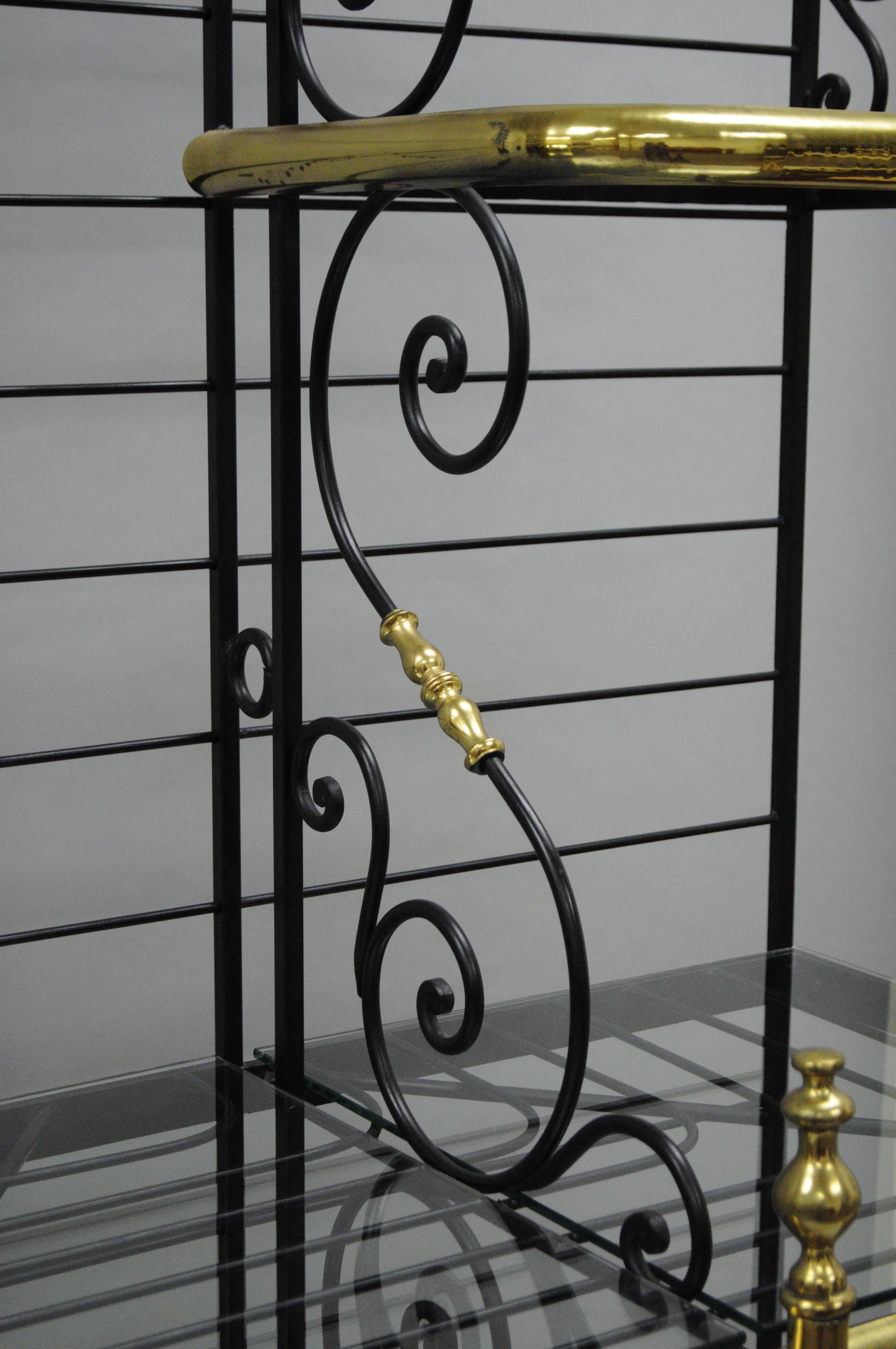 Country Large French Bakers Rack Wrought Iron and Brass Vintage by Perfit Fils Ltd Paris