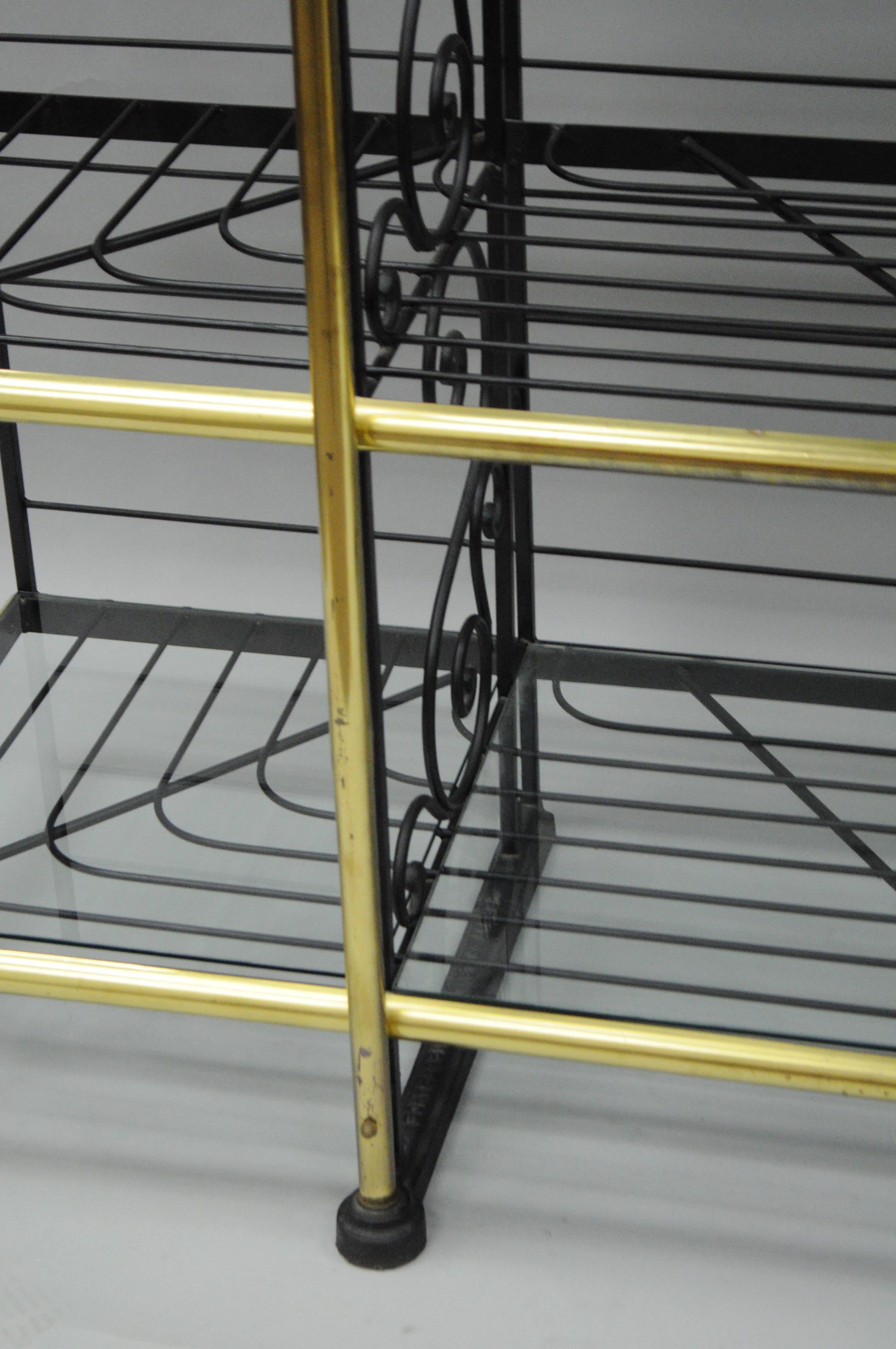 20th Century Large French Bakers Rack Wrought Iron and Brass Vintage by Perfit Fils Ltd Paris