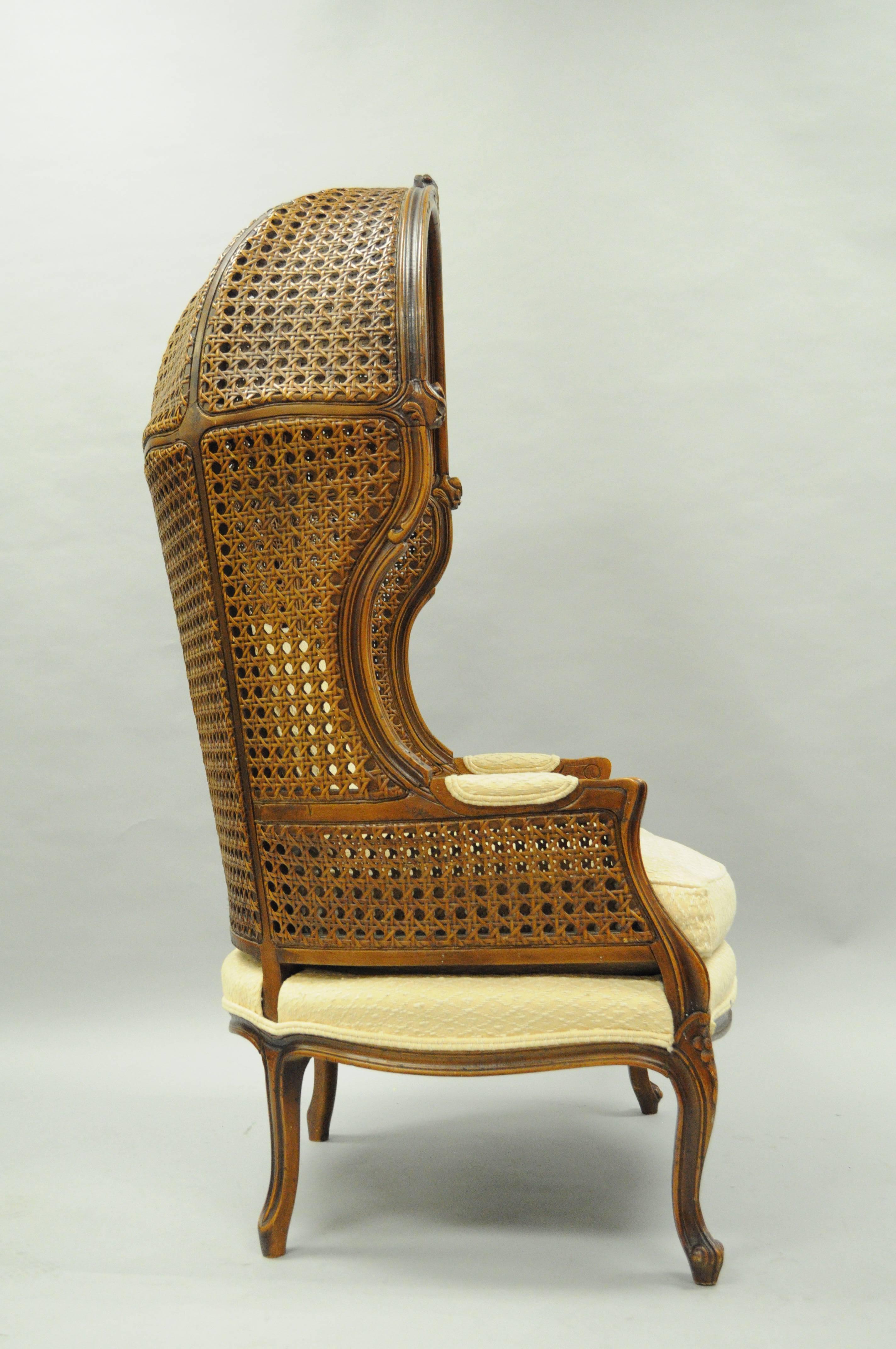 Mid-20th Century Vintage French Country Louis XV Style Double Cane Italian Canopy Porter Chair