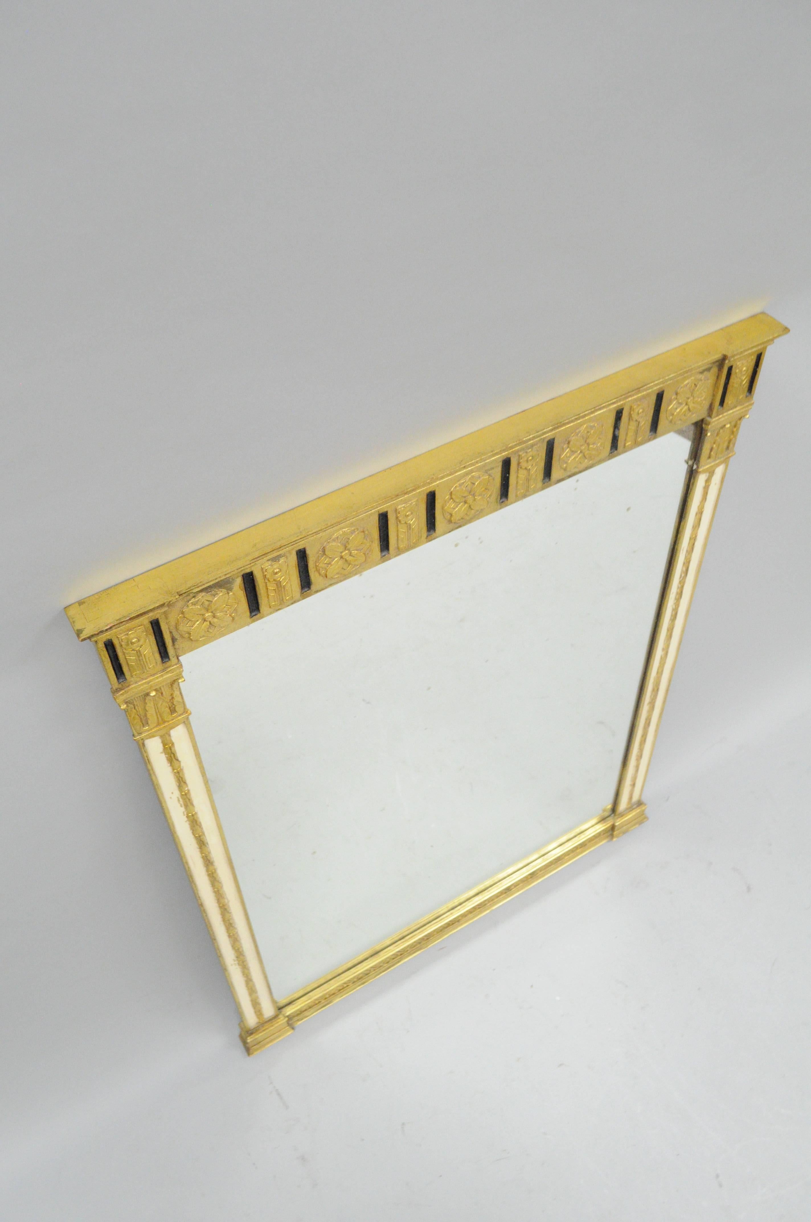 Italian Neoclassical Gold Giltwood Rectangular Gilt Wood Wall Console Mirror 3