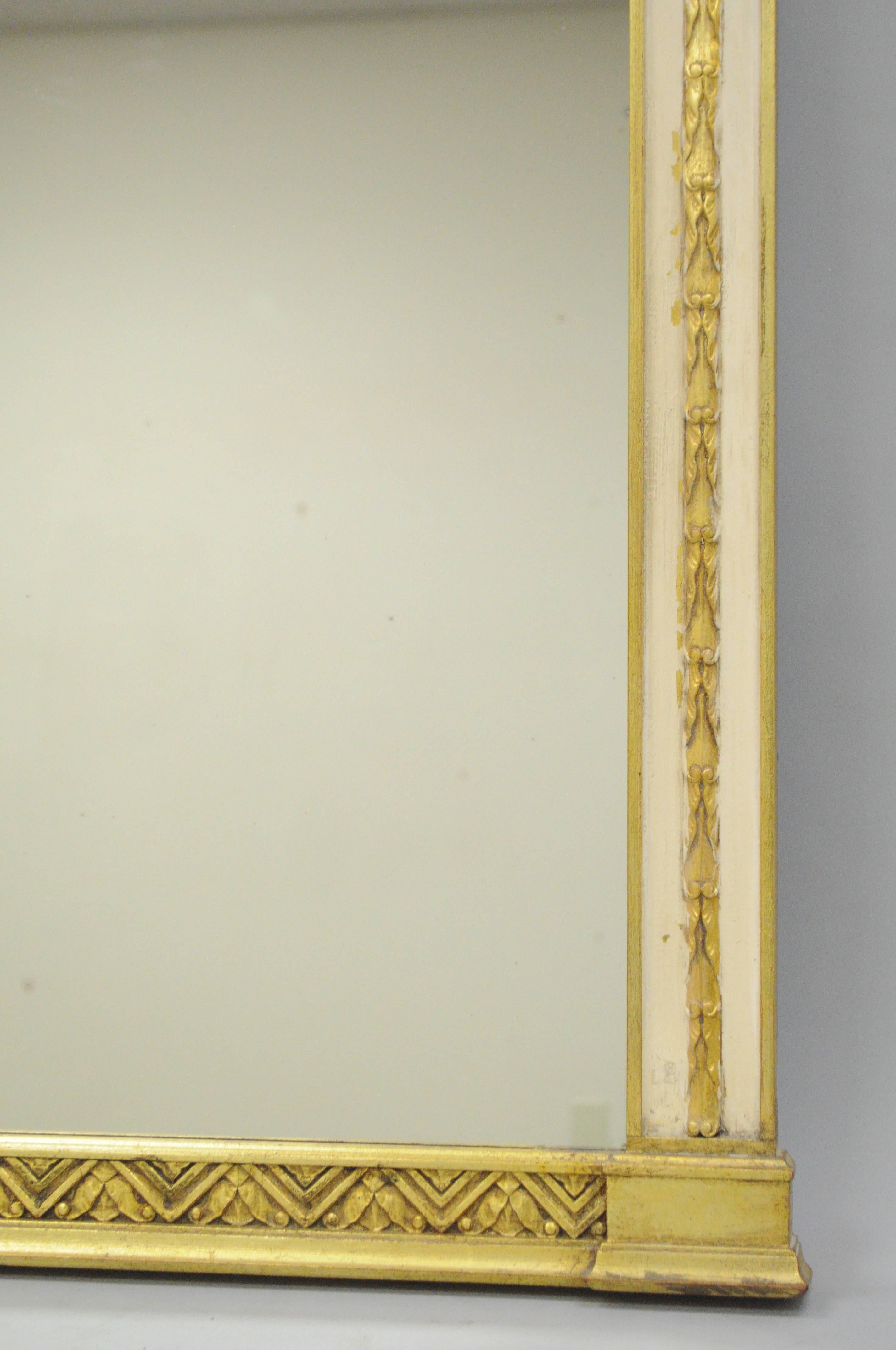 Glass Italian Neoclassical Gold Giltwood Rectangular Gilt Wood Wall Console Mirror