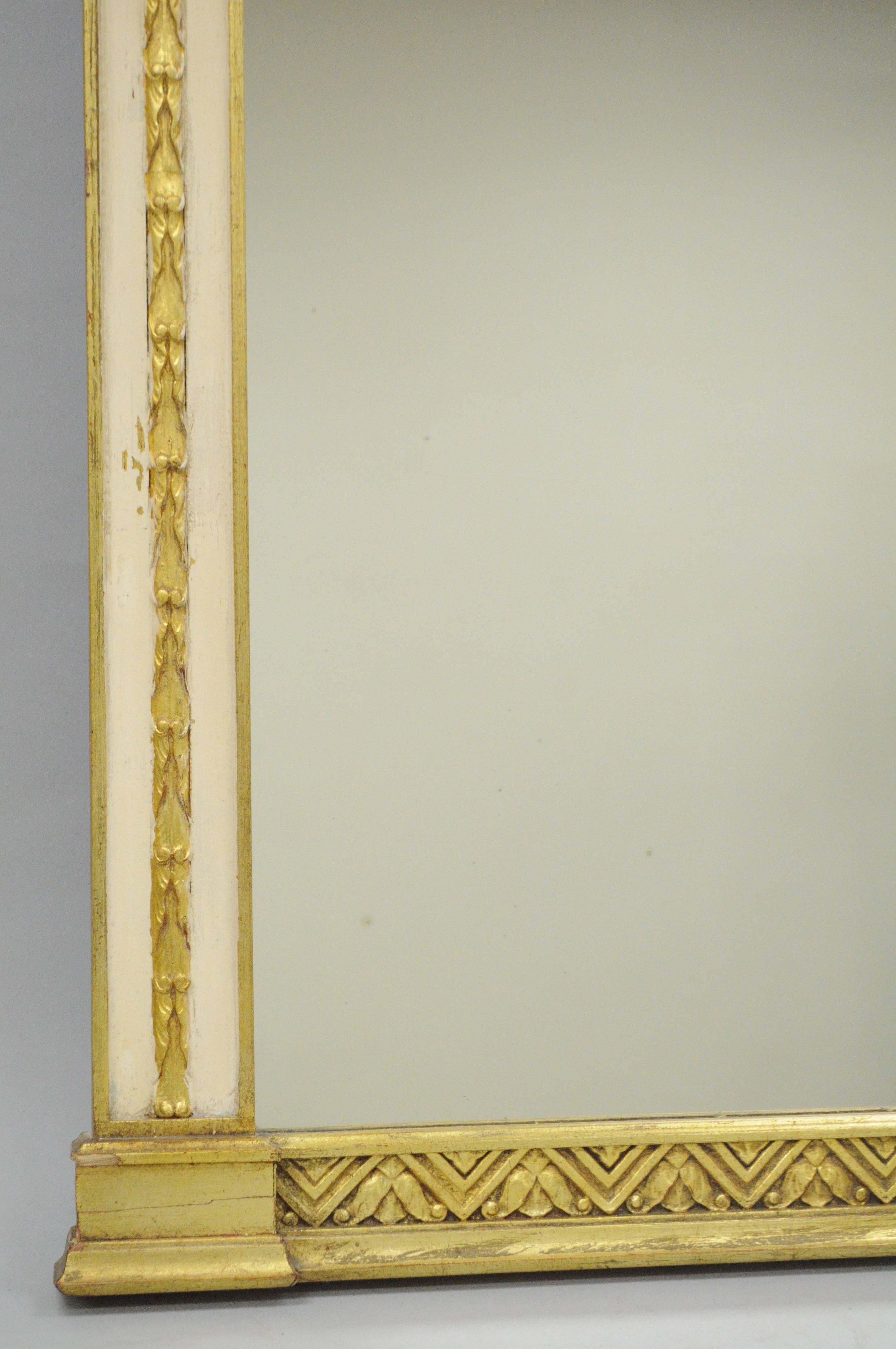 Italian Neoclassical Gold Giltwood Rectangular Gilt Wood Wall Console Mirror 1