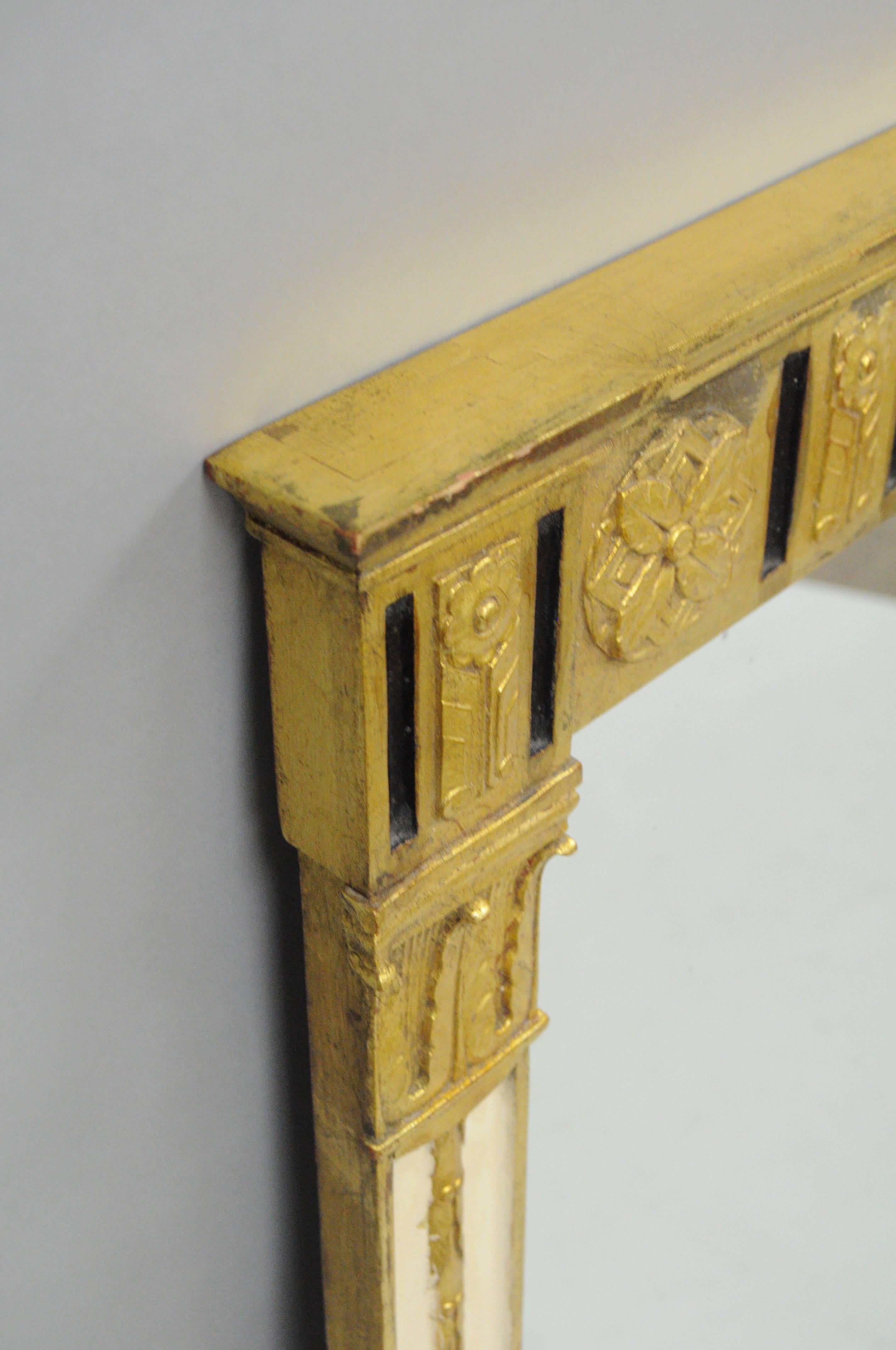 Italian Neoclassical Gold Giltwood Rectangular Gilt Wood Wall Console Mirror 2
