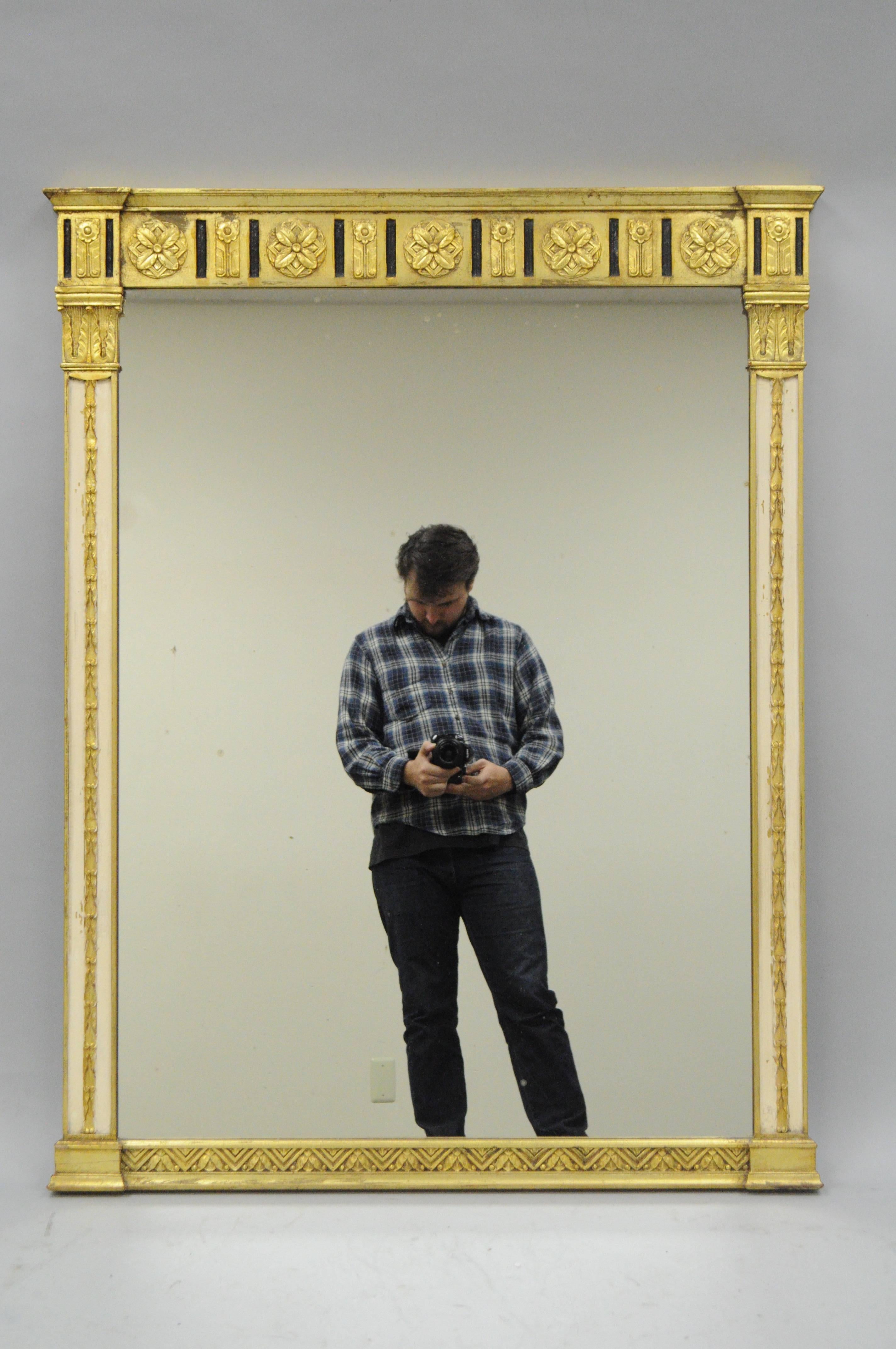 Italian Neoclassical Gold Giltwood Rectangular Gilt Wood Wall Console Mirror 4