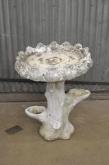 Antique Faux Bois French Style Cement Concrete Garden Bird Bath Cast Stone