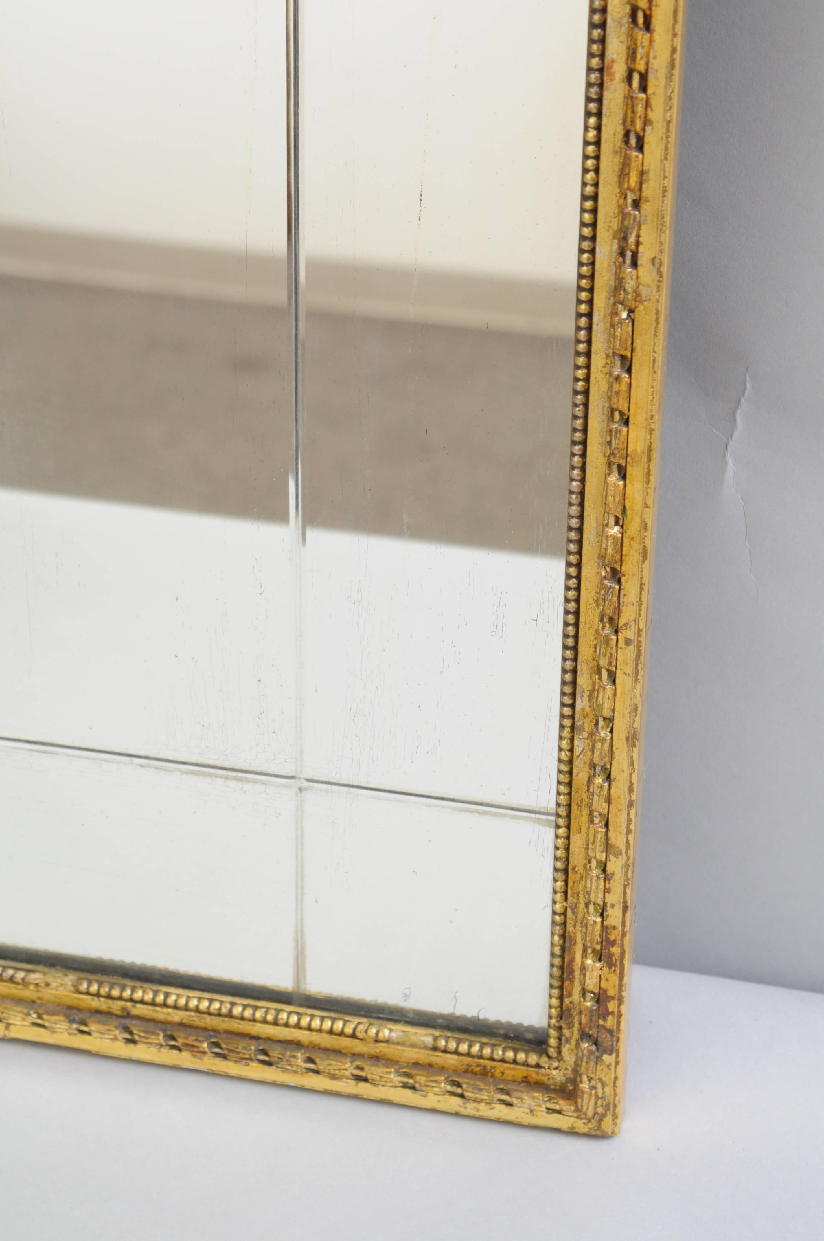 Carved Gold Giltwood and Gesso English Robert Adam Style Wall Mirror Rectangular 1