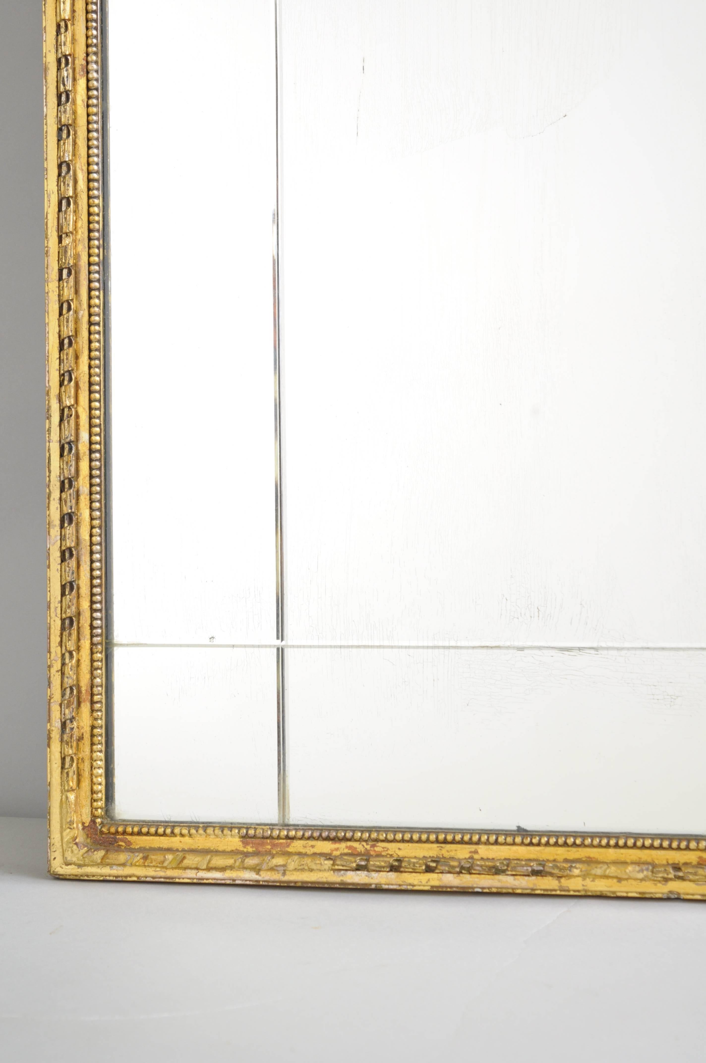 Carved Gold Giltwood and Gesso English Robert Adam Style Wall Mirror Rectangular 2