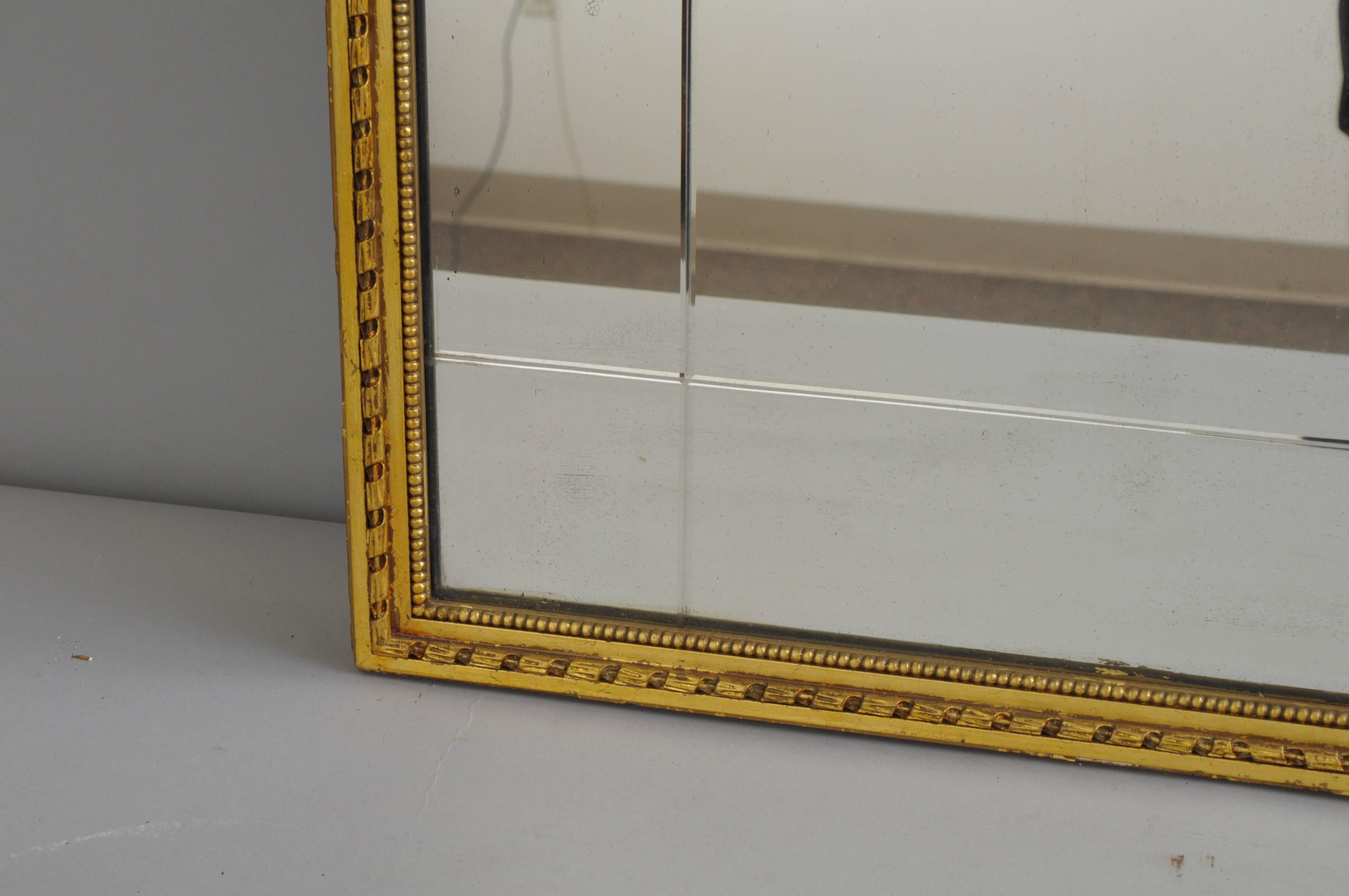 Carved Gold Giltwood and Gesso English Robert Adam Style Wall Mirror Rectangular 4