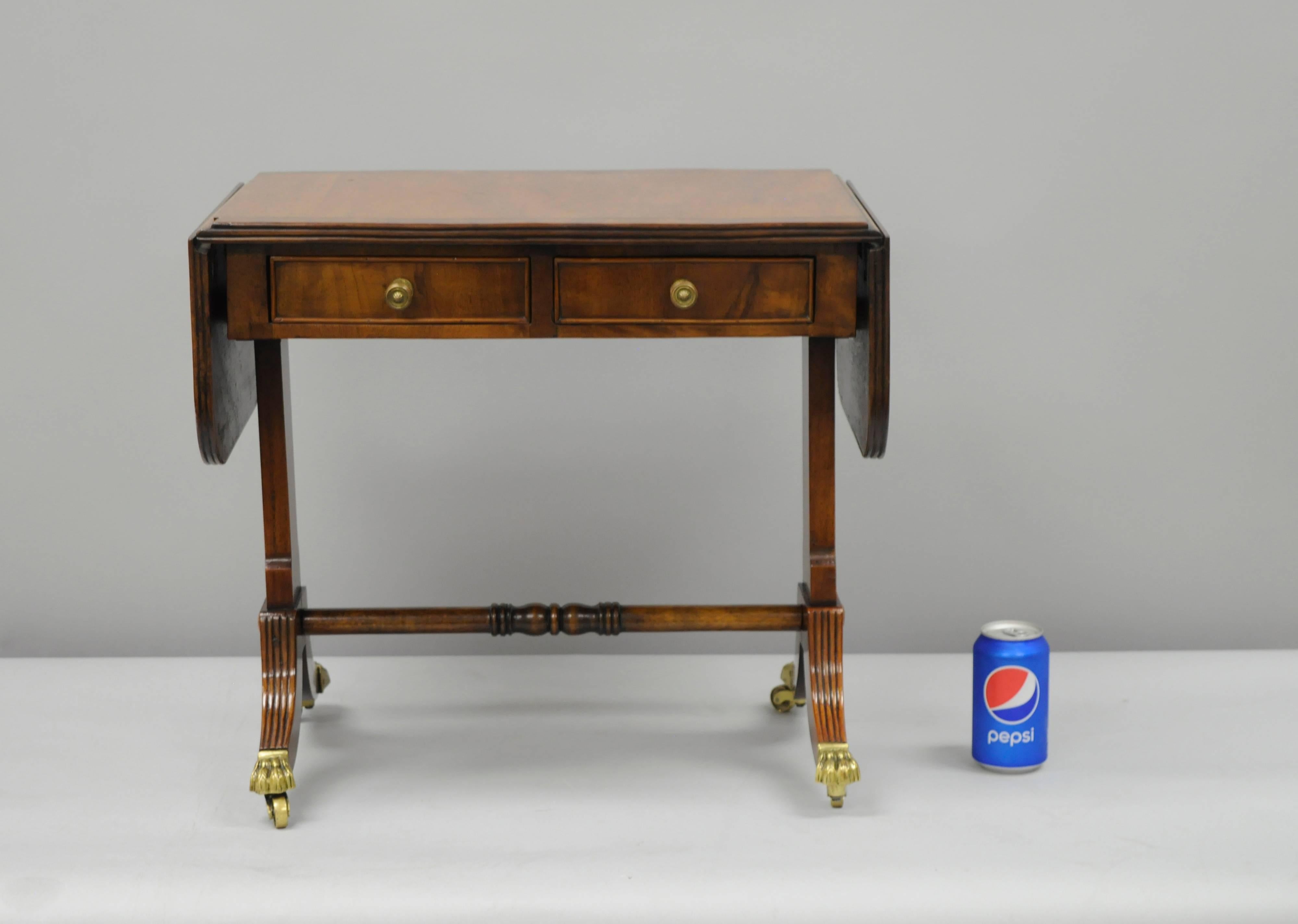 Handmade antique small English Regency style mahogany lyre base sofa/hall table (possibly a larger salesman sample, 19