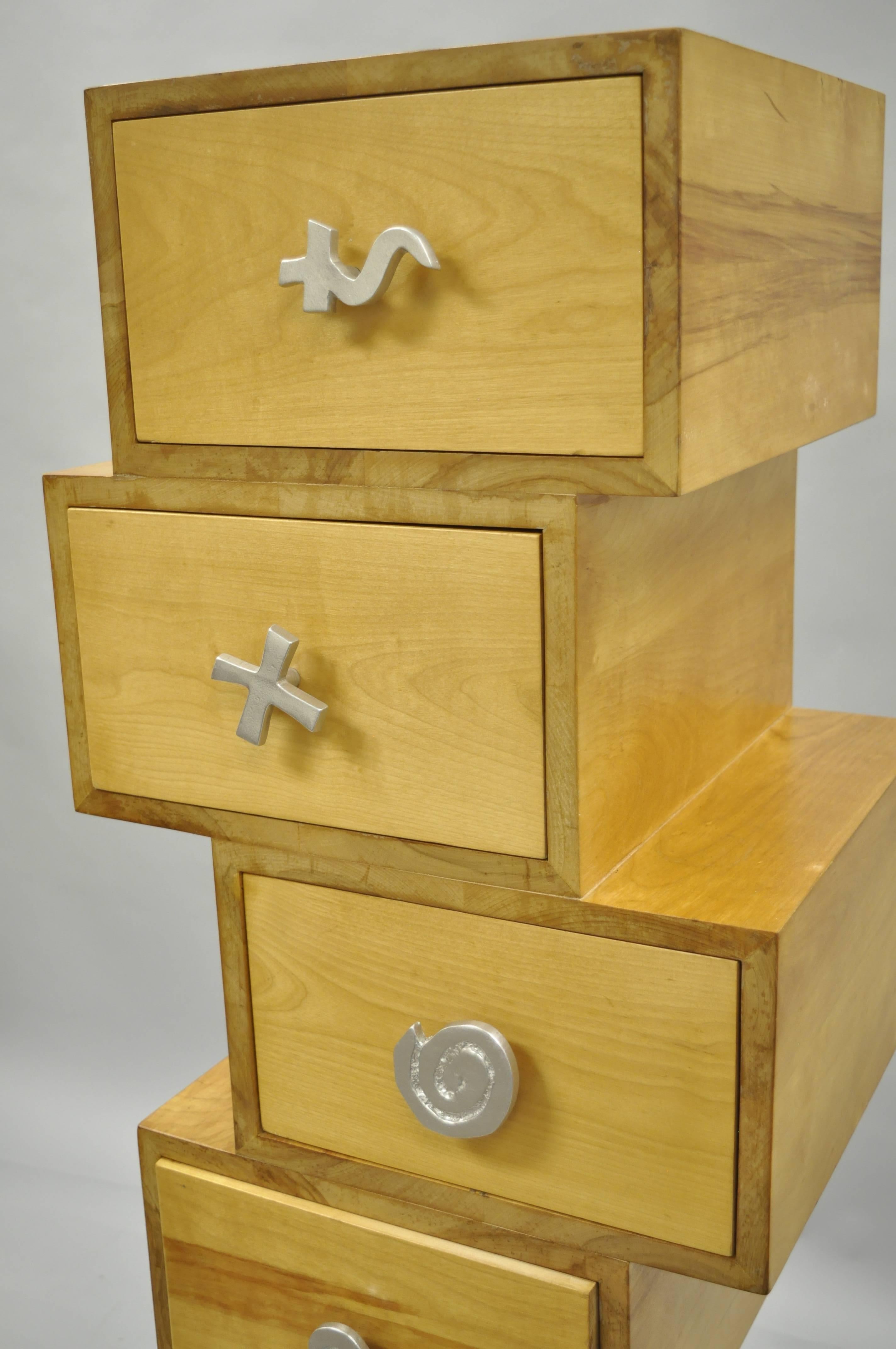 Fin du 20e siècle Trout Studios Grisette Cabinet commode postmoderne en bois de bouleau et aluminium en vente
